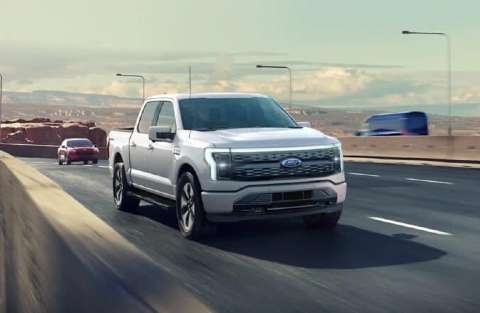 2022 Ford F-150 Lightning travelling on highway