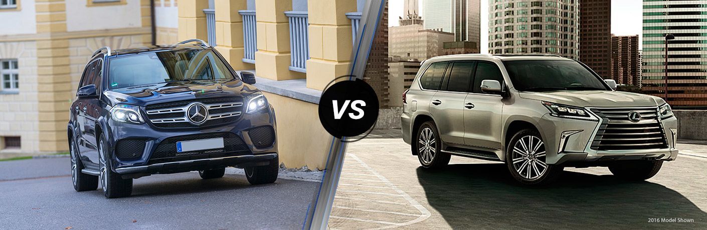Blue 2017 Mercedes-Benz GLS and Silver 2017 Lexus LX