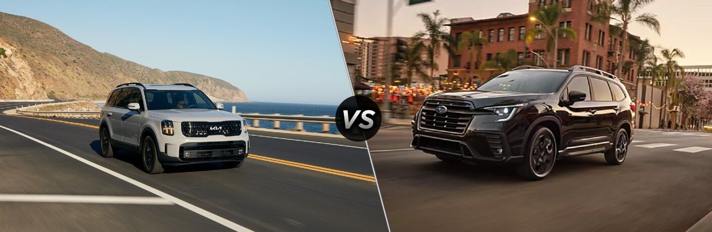 2024 Kia Telluride next to the 2024 Subaru Ascent