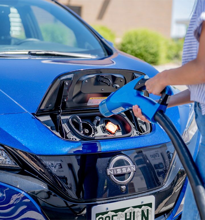 Nissan EV being charged