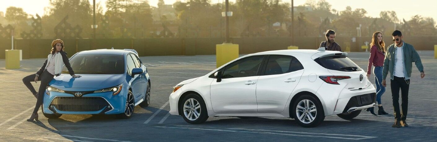 Two 2022 Toyota Corolla Hatchbacks parked next to each other
