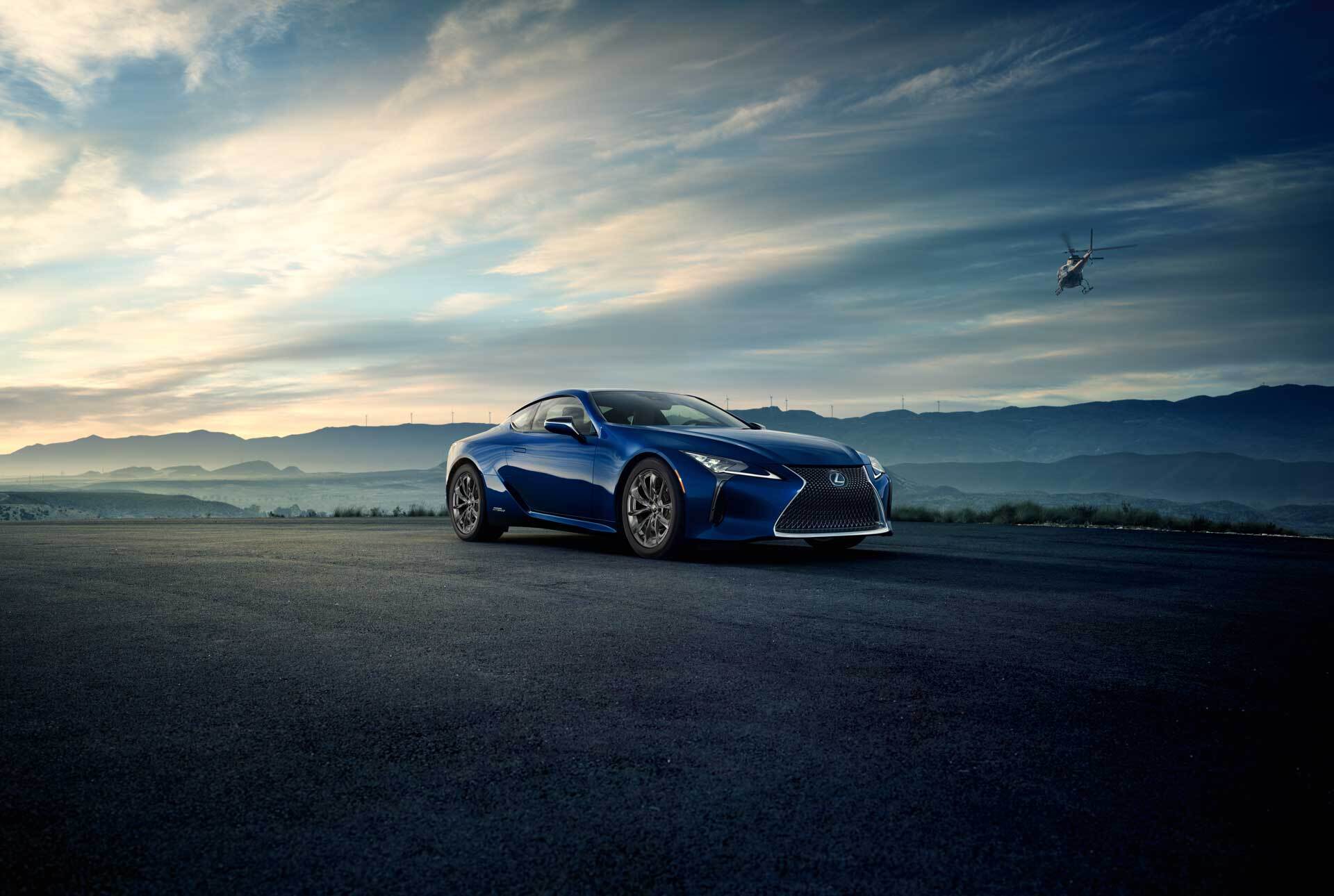 Exterior of the Lexus LC Hybrid shown in Nightfall Mica.