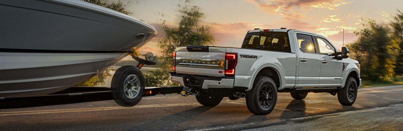 2020 Ford Super Duty F-350 Platinum with boat