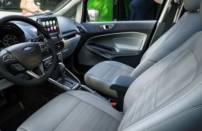 Front two seats and steering wheel of 2019 Ford EcoSport