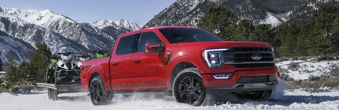 Ford Truck hauling on an icy terrain