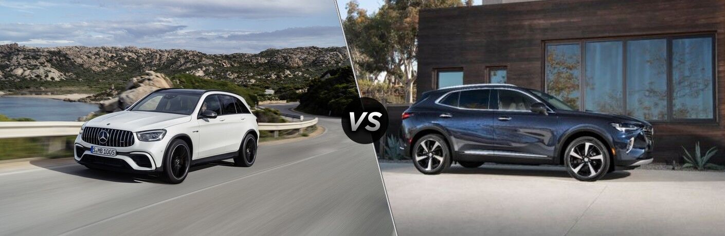 2022 Mercedes-Benz GLC next to the 2022 Buick Envision