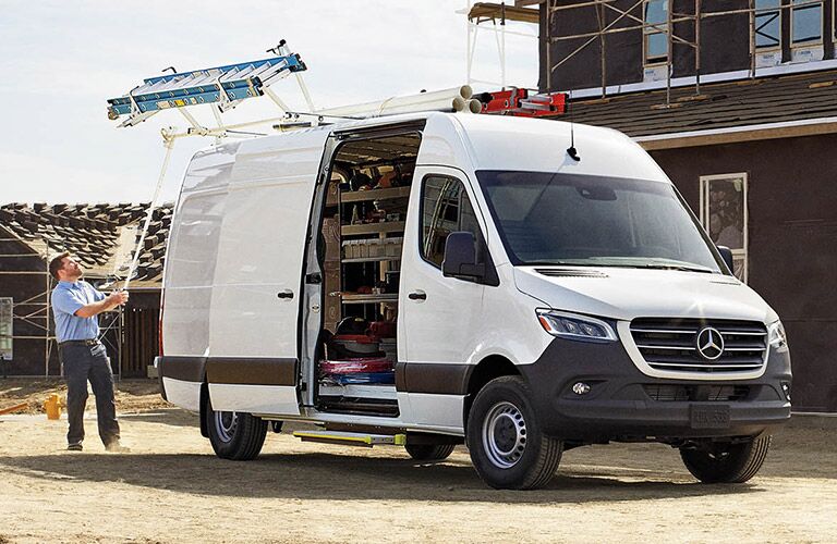 white mercedes-benz metris cargo van
