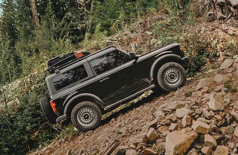 2025 Ford Bronco Base on a rocky incline