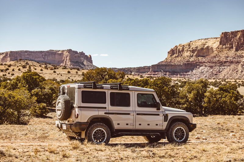 Dust-covered Grenadier on a desert two-track near Green River Utah