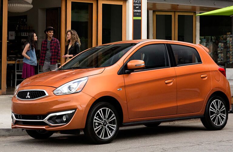 Orange-colored Mitsubishi Mirage