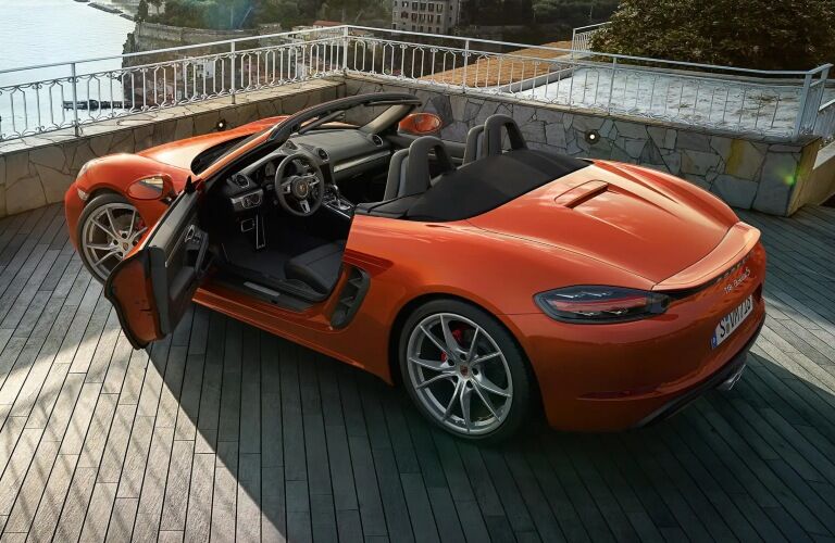 2021 718 Boxster rear aerial view
