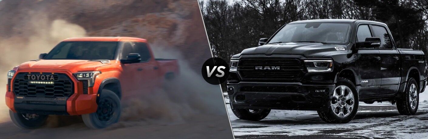 2022 Toyota Tundra next to the 2022 Ram 1500