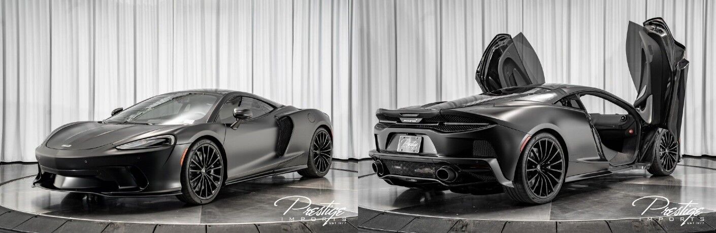 McLaren GT Exterior Driver Side Front Passenger Rear with Doors Up Profiles