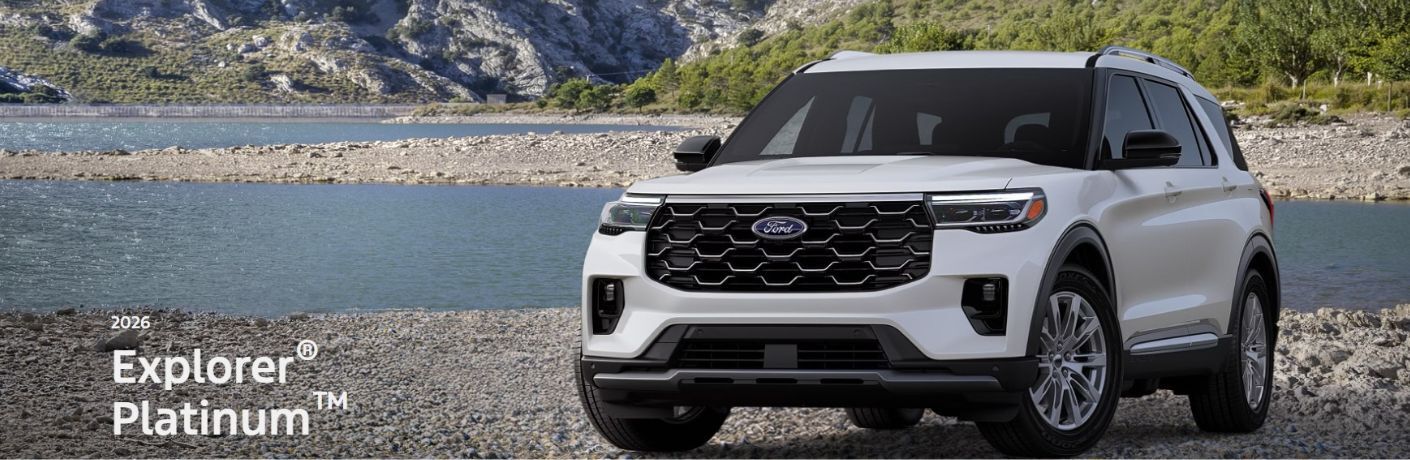 2026 Ford Explorer Platinum on rocks