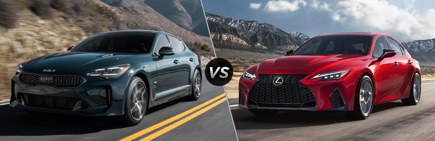 View of the 2022 Kia Stinger vs 2022 Lexus IS