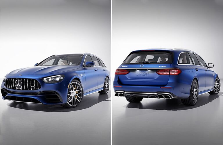 2022 Mercedes-Benz E-Class All-Terrain  blue front and back view