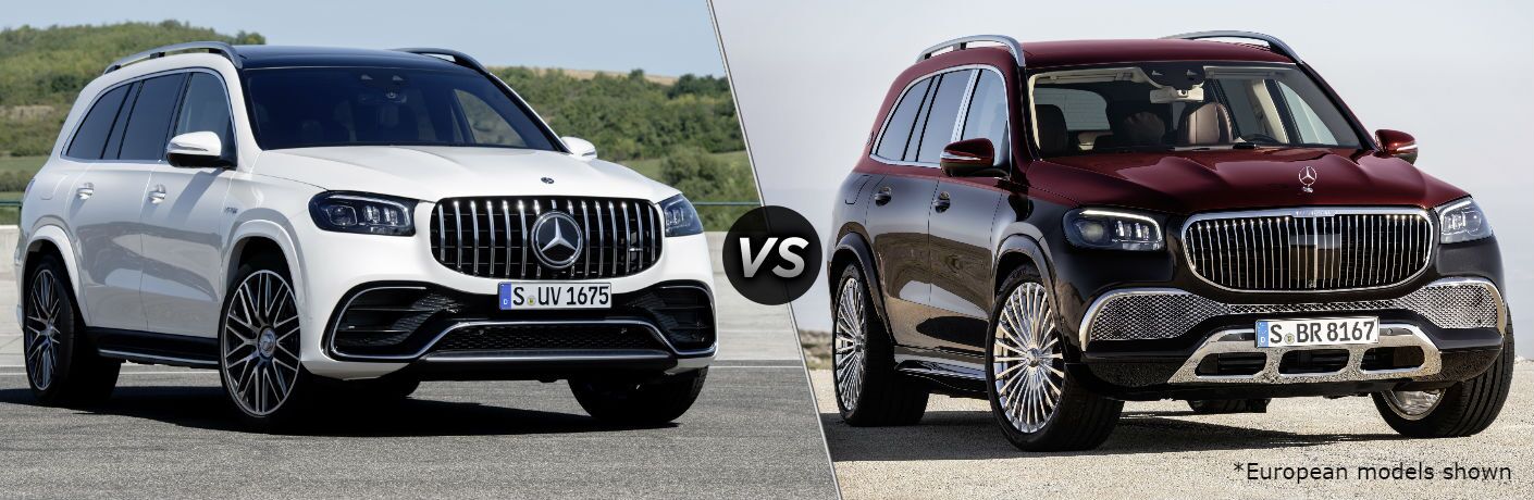 2021 AMG GLS exterior front fascia passenger side vs 2021 Mercedes-Maybach GLS exterior front fascia passenger side