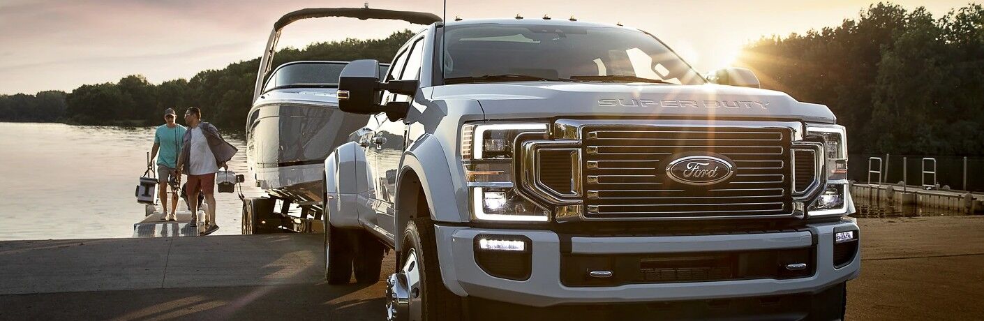 2022 Ford F-450 Super Duty Limited towing a boat