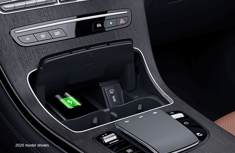 2021 MB GLC interior close up of center console