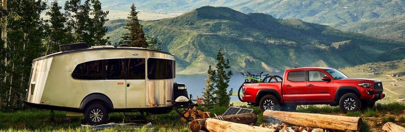 2021 Toyota Tacoma parked with trailer