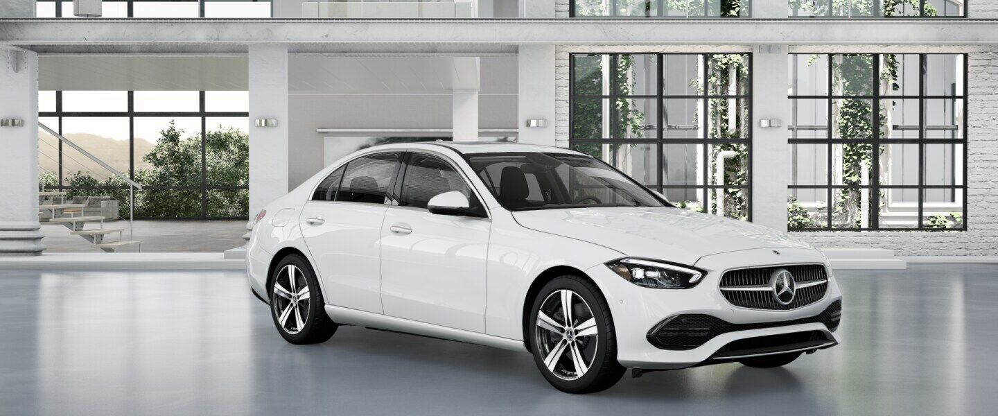polar white 2025 Mercedes-Benz C-Class Sedan exterior front side view