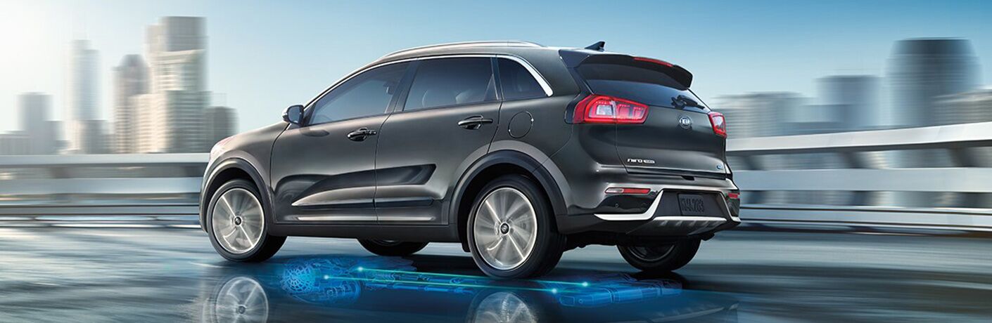Exterior view of a gray 2019 Kia Niro