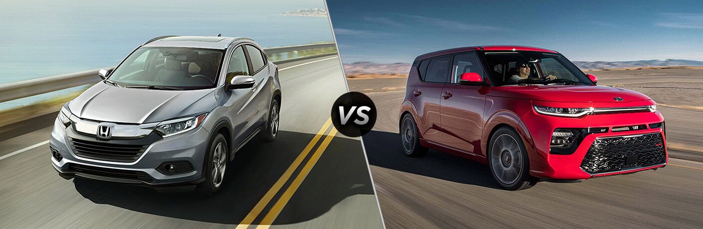 2020 Honda HR-V exterior fornt fascia driver side vs 2020 Kia Soul exterior front fascia passenger side