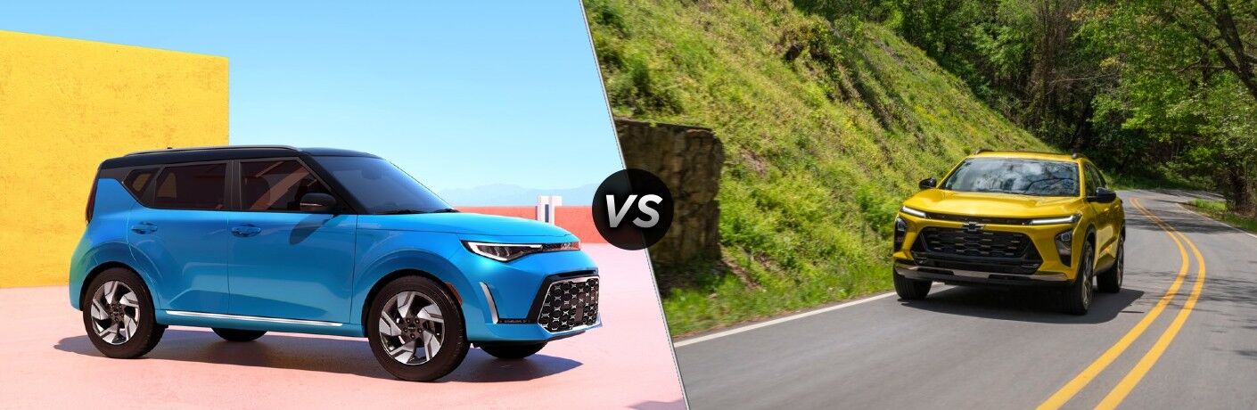2024 Kia Soul next to the 2024 Chevrolet Trax