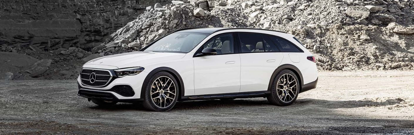 Front three-quarter view of the 2024 Mercedes-Benz E-Class All-Terrain