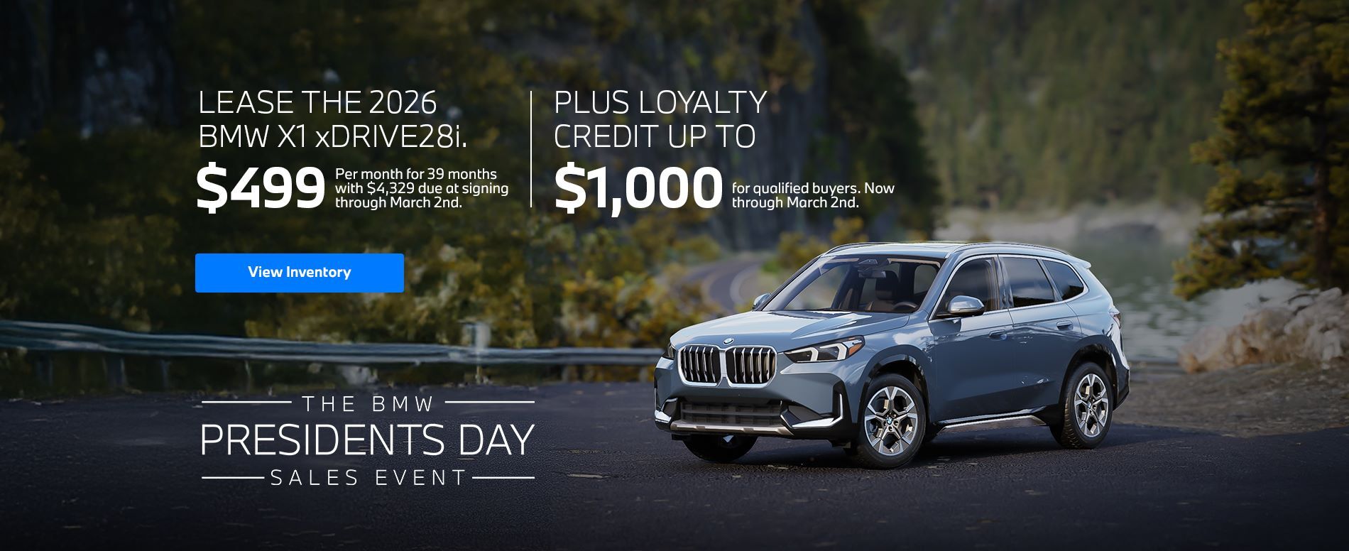 2026 X1 lease starting at $499 per month for 39 months