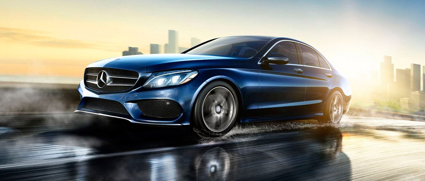 blue mercedes-benz c-class