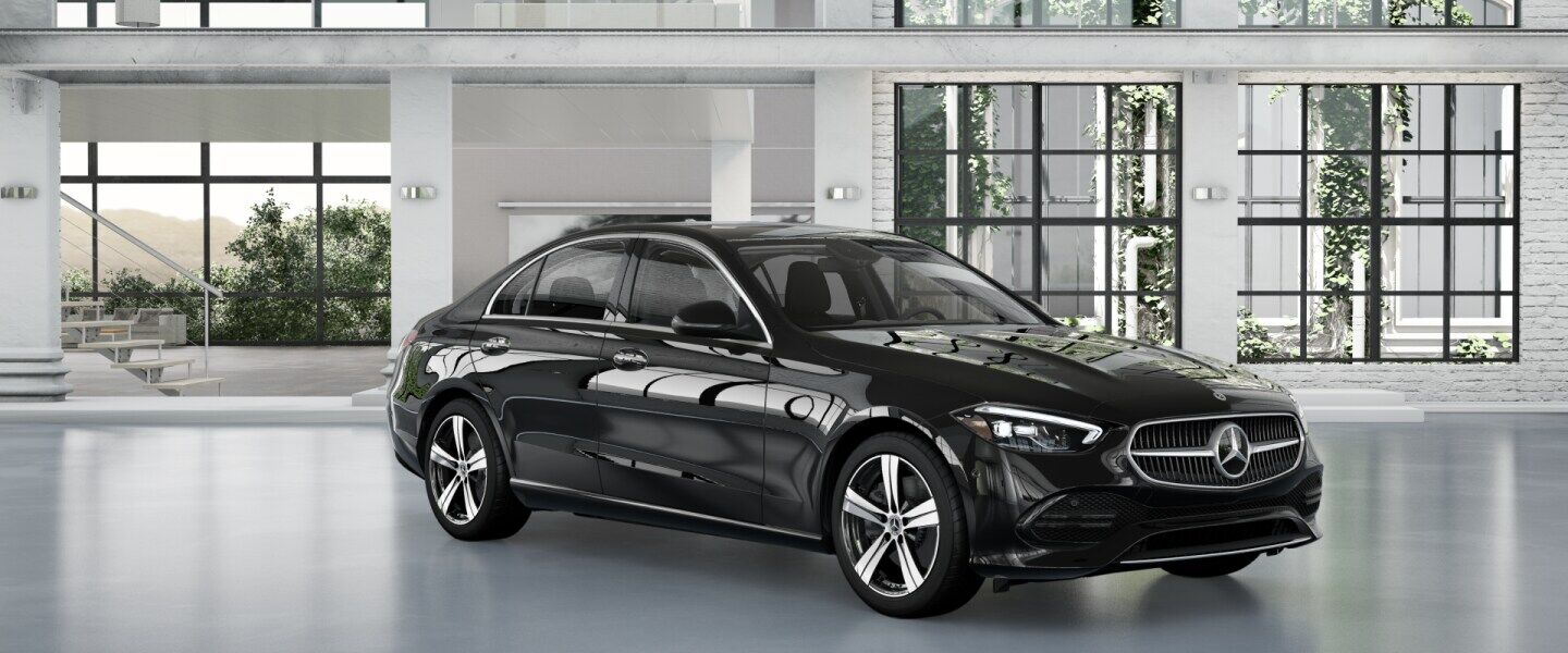 black 2025 Mercedes-Benz C-Class Sedan exterior front side view