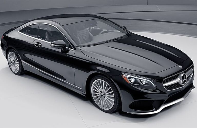 Top side view of the Black 2021 Mercedes Benz S class coupe