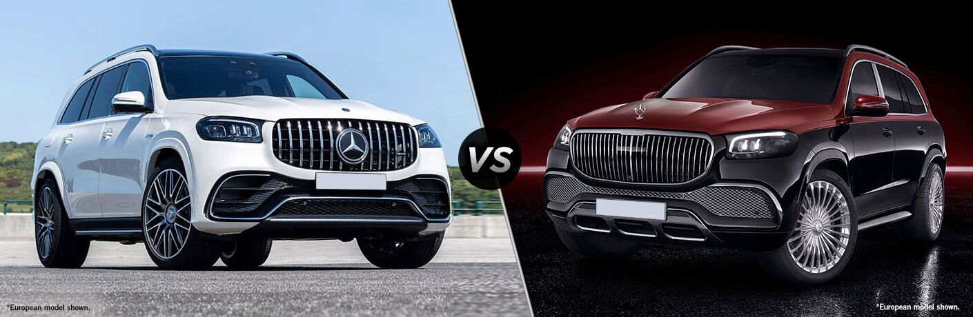2021 MB AMG GLS exterior front fascia passenger side vs 2021 MB Maybach GLS exterior front fascia driver side