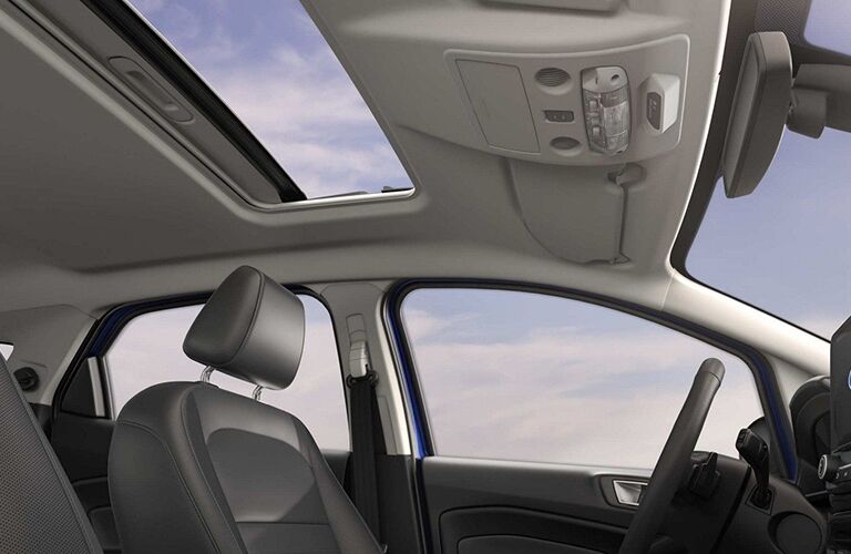 Panoramic sunroof and front seats of 2019 Ford EcoSport