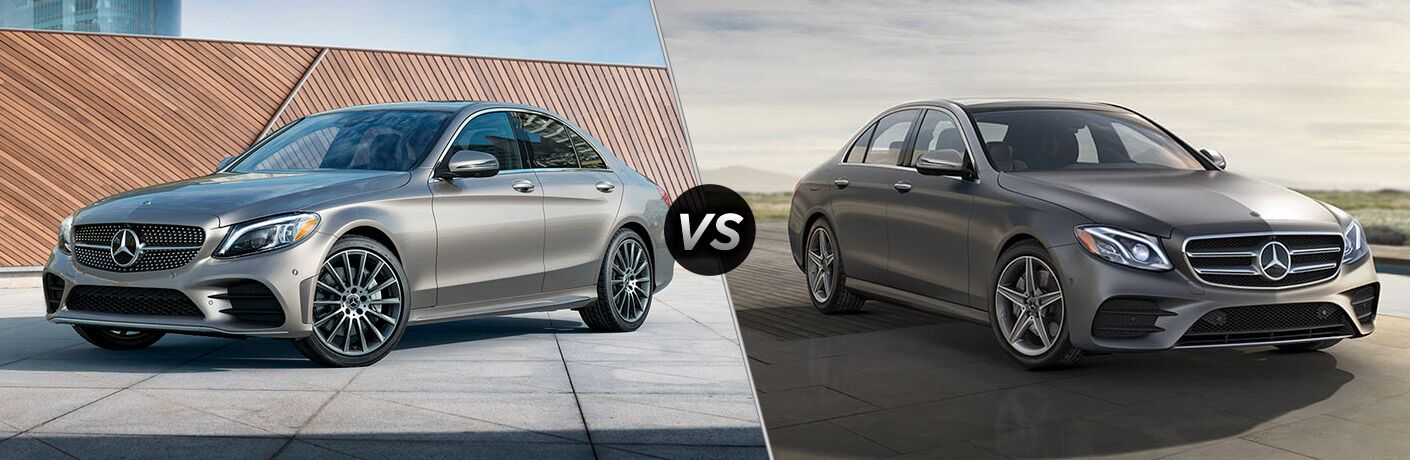 2019 MB C-Class exterior front fascia and driver side vs 2019 MB E-Class exterior front fascia and passenger side