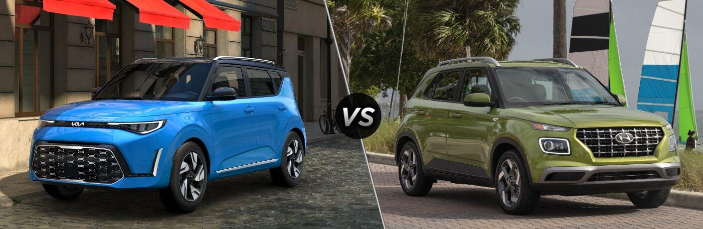 An image of the comparison between the 2023 Kia Soul and the 2023 Hyundai Venue