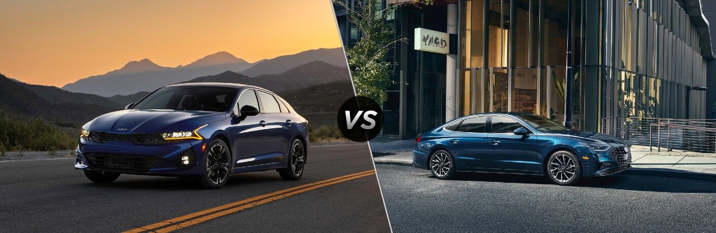 2022 Kia K5 next to 2022 Hyundai Sonata