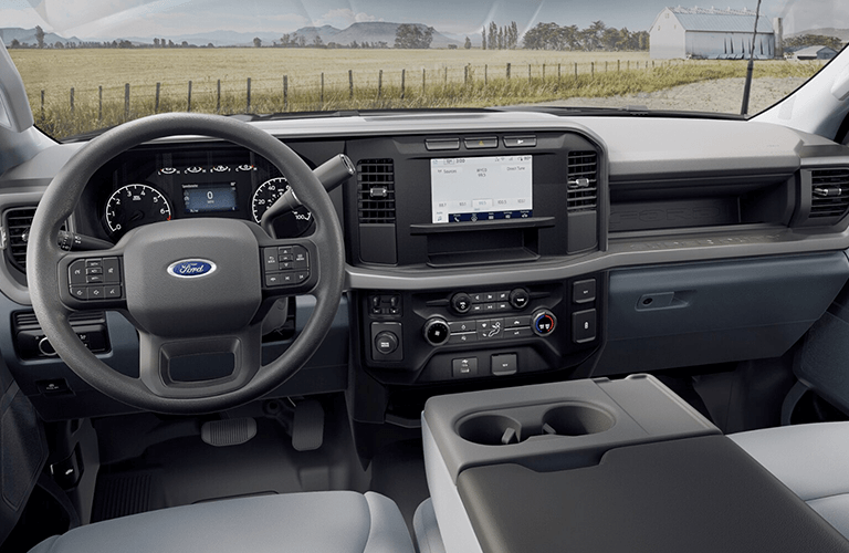 2024 Ford Super Duty steering wheel and windshield