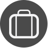 gray dot with luggage icon
