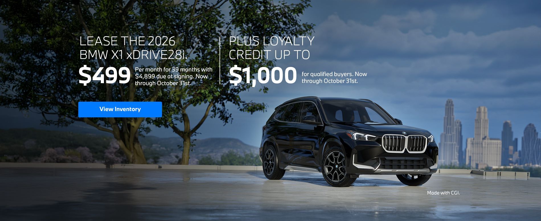 2026 X1 lease starting at $499 per month for 39 months