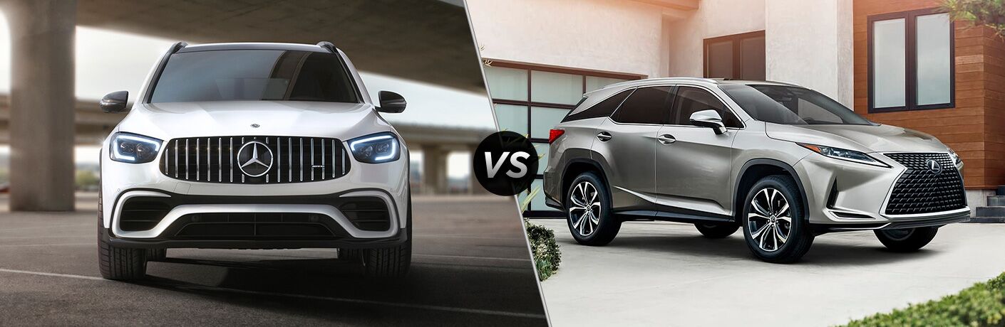 2022 MB GLC exterior front fascia vs 2021 Lexus RX exterior front fascia passenger side