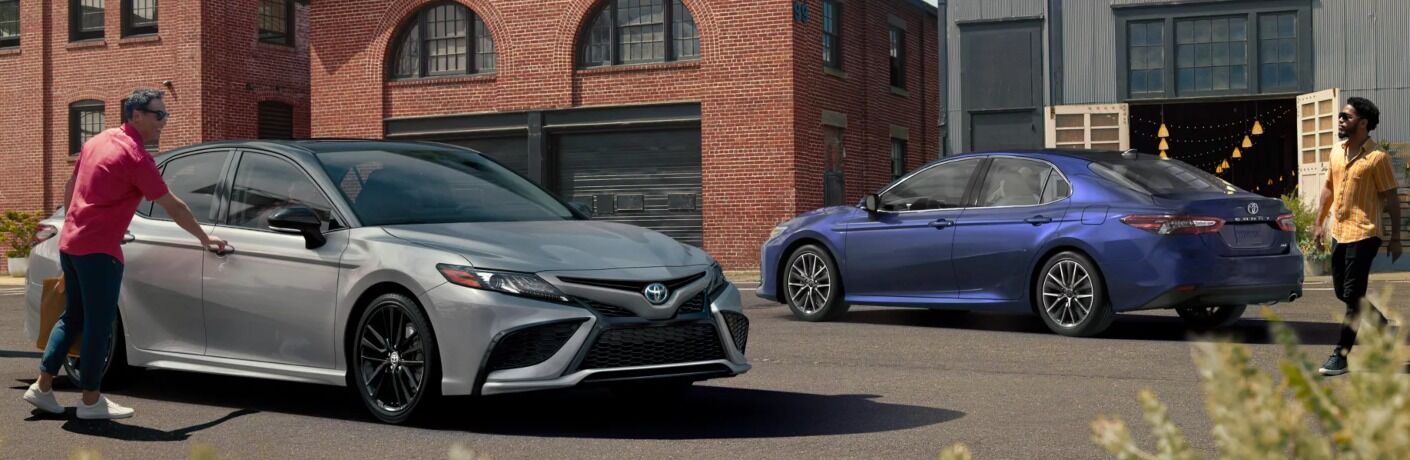 2022 Toyota Camry blue and silver side views