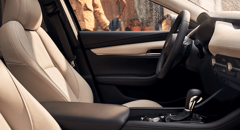 2023 Mazda3 Hatchback Interior Red leather-trimmed seats