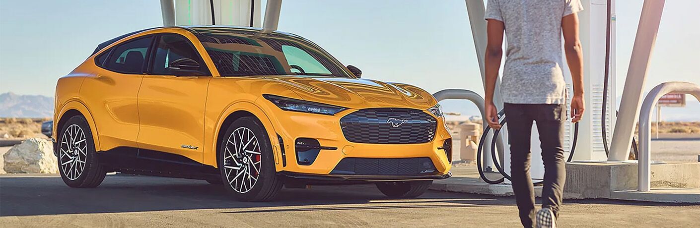 orange 2022 Ford Mustang Mach-E GT front view