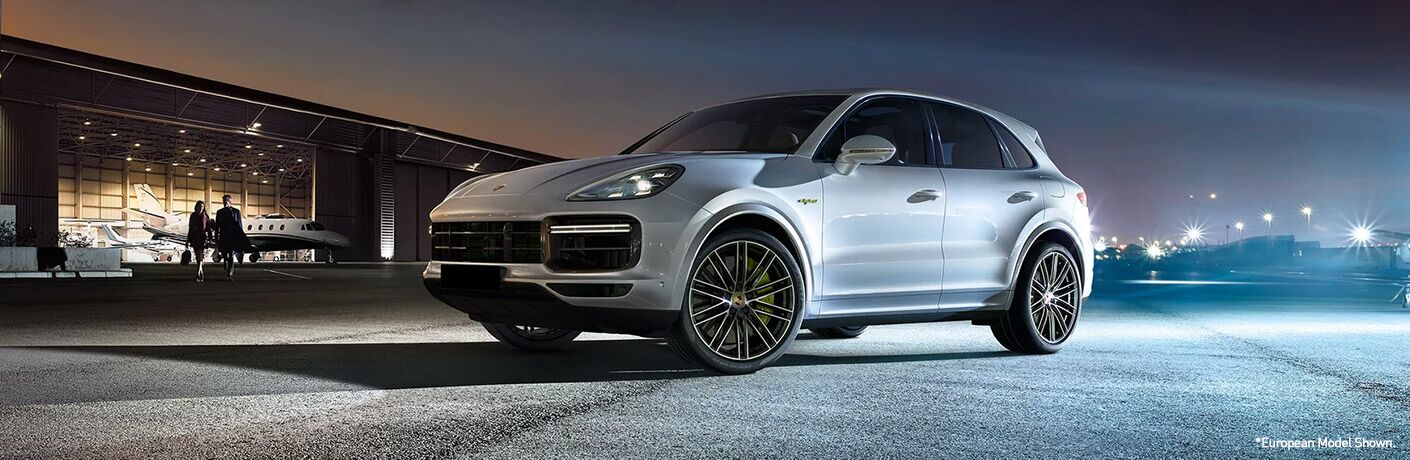 front view of the 2020 Porsche Cayenne Coupe at an airport