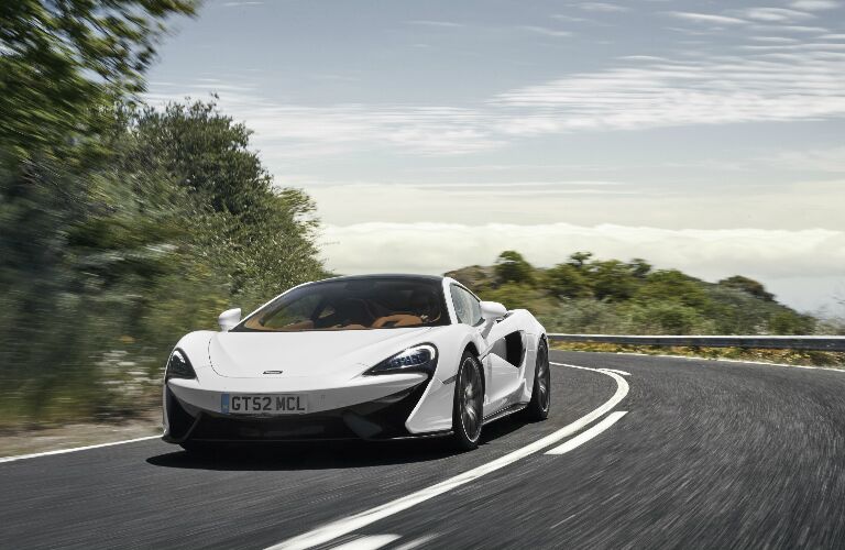 Front view of white 2020 McLaren 570GT