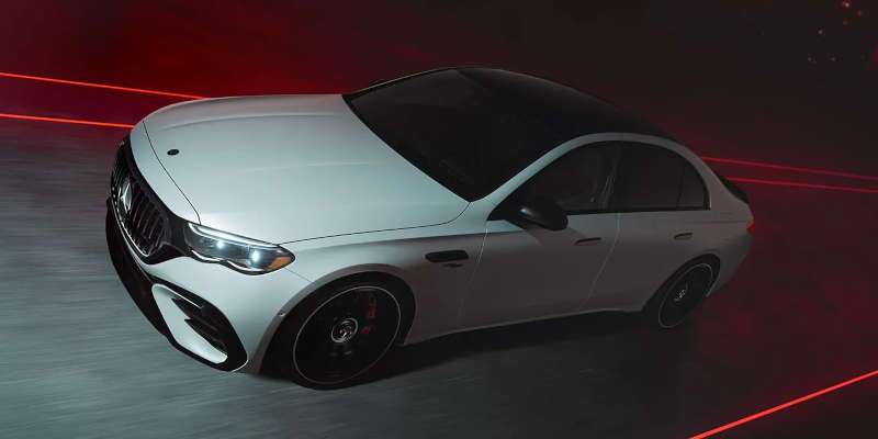 A front-quarter external view of the 2025 Mercedes-Benz AMG® E 53 Hybrid Sedan near Scottsdale