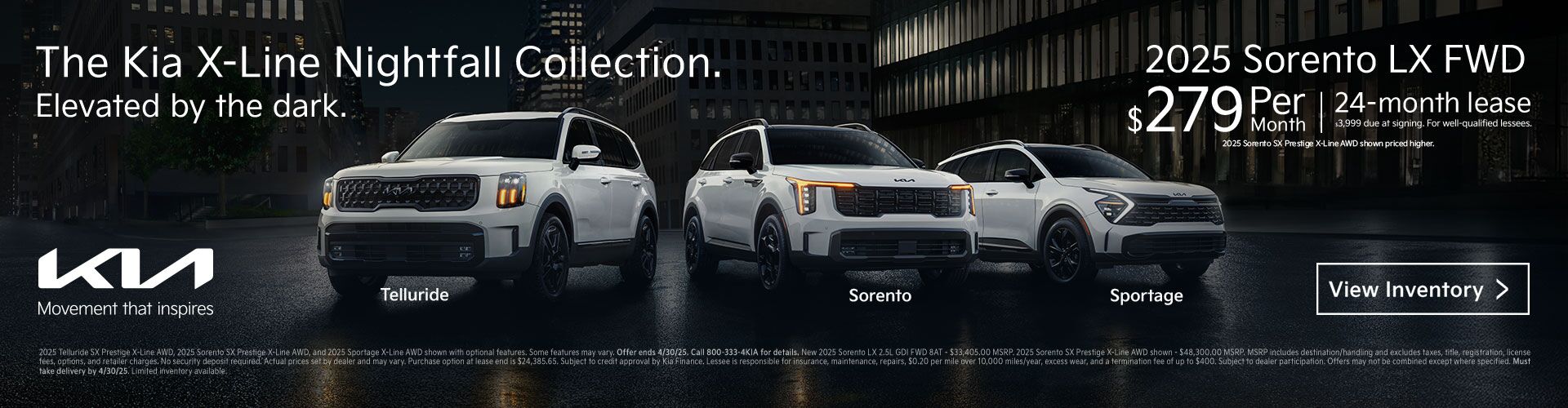 PDSE 2025 Sorento LX FWD $279