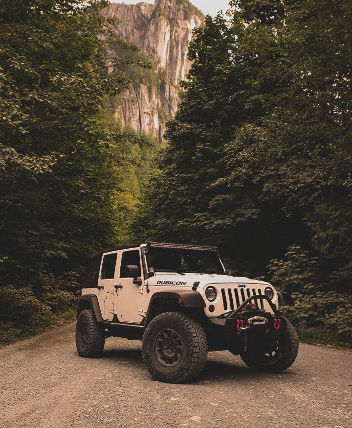 jeep on mountain road